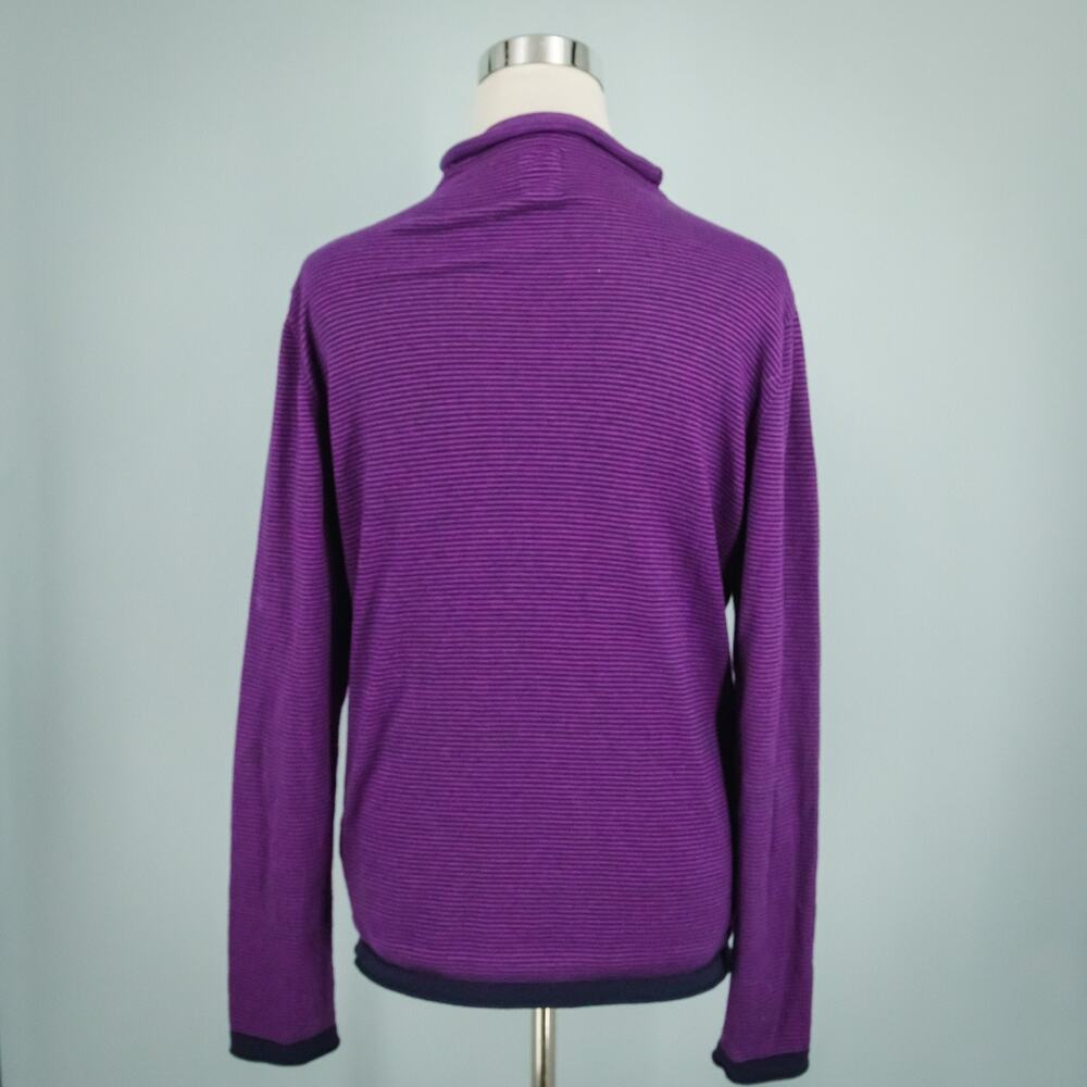 Title Nine Size Medium M Purple Stripe Mock Neck Long Sleeve Knit Sweater - Picture 3 of 6